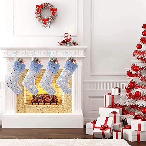  CUXWEOT Personalized Funny Dog Christmas Stocking Customize Name Decor for Xmas Tree Fireplace Hanging Party 17.52 x 7.87 Inch