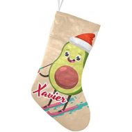 CUXWEOT Personalized Avocado Santa Claus Hat Cartoon Christmas Stocking Customize Name Decor for Xmas Tree Fireplace Hanging Party 17.52 x 7.87 Inch