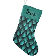 CUXWEOT Personalized Abstract Dragon Scales Christmas Stocking Customize Name Decor for Xmas Tree Fireplace Hanging Party 17.52 x 7.87 Inch