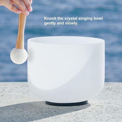  CVNC 8 B Note Crown Frosted Quartz Crystal Singing Bowl Free mallet & O-ring Sound Healing Instrument명상종 싱잉볼