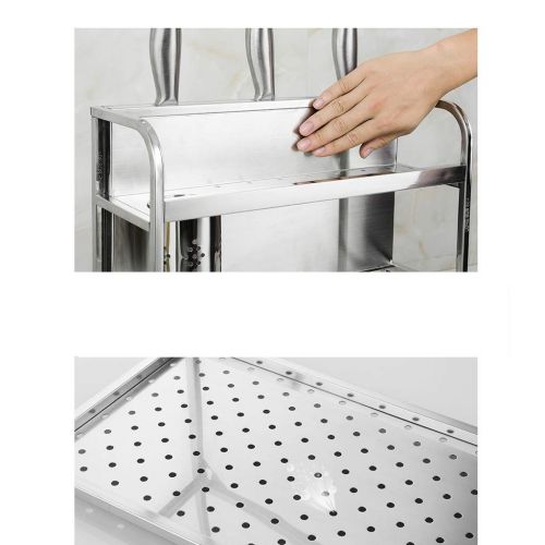  CWT-Kitchen shelf Kitchen shelf 304 Stainless steel Kitchen shelf Landing Multi-layer storage Oil salt sauce vinegar holder Seasoning seasoning shelf (Size : 38cm)