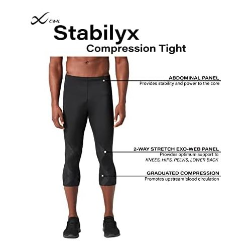  CW-X Mens Mens Stabilyx Joint Support 3/4 Compression Tight