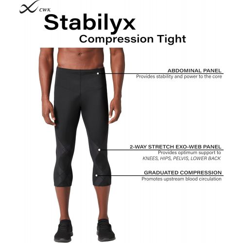  CW-X Mens Mens Stabilyx Joint Support 3/4 Compression Tight