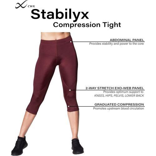  CW-X Womens Stabilyx Joint Support 3/4 Capri Compression Tight