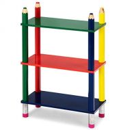 CWY 3 Tiers Kids Bookshelf Crayon Themed Shelves Storage Bookcase