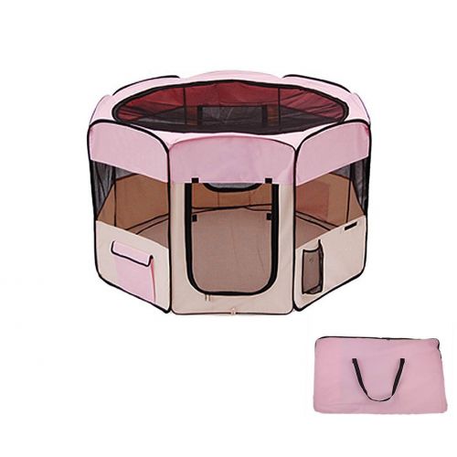  CWY 60 Pet Dog Kennel Fence Puppy Soft Playpen Exercise Folding Crate Bag Zip Pink Only by eight24hours