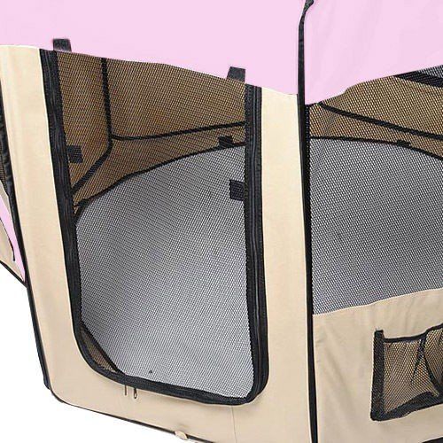  CWY 60 Pet Dog Kennel Fence Puppy Soft Playpen Exercise Folding Crate Bag Zip Pink Only by eight24hours