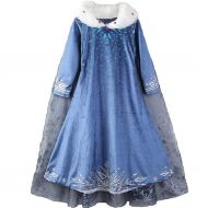 CX.AZU CX.Azul Girls Elsa Winter Frozen Snow Princess Costume Dress Cape