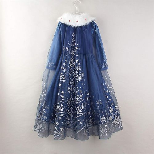  CX.AZU CX.Azul Girls Elsa Winter Frozen Snow Princess Costume Dress Cape