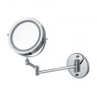 CXQZLH Makeup Vanity Round Mirror Bathroom Shaving Mirror Wall Mounted Two Sided Cosmetic Mirror, 360° Rotatable, 10×,Extendable Arm,Non-Porous Installation