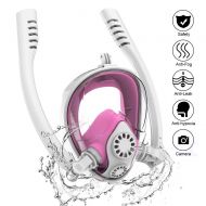 CXUKUN Swimming Mask, Snorkeling Package Set, Anti-Fog Coated Glass Diving Mask, Snorkel with Silicon Mouth Piece, Purge Valve and Anti-Splash Guard. for Adults & Kids,Pink