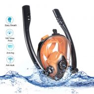 CXUKUN Swimming Mask, Snorkeling Package Set, Anti-Fog Coated Glass Diving Mask, Snorkel with Silicon Mouth Piece, Purge Valve and Anti-Splash Guard. for Adults & Kids,Orange