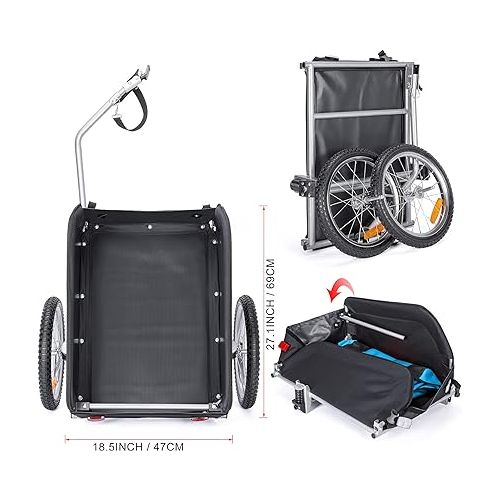  Bike Cargo Trailer, Foldable Frame 88 lbs Max Load, 16'' Quick-Release Wheel, Not for Kids or Animals