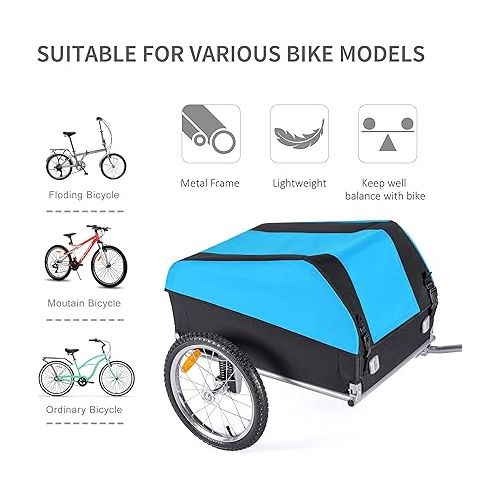  Bike Cargo Trailer, Foldable Frame 88 lbs Max Load, 16'' Quick-Release Wheel, Not for Kids or Animals