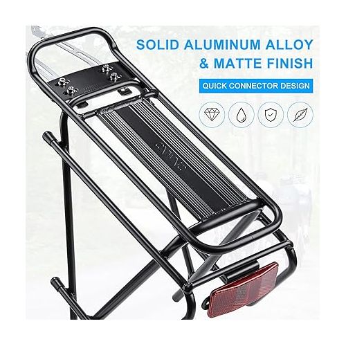  CXWXC Rear Bike Rack - Bike Cargo Rack for Disc Brake/Non-Disc Brake Mount - Bicycle Pannier Rack, Touring Carrier Rack fit 26”-29” and 700c