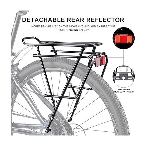  CXWXC Rear Bike Rack - Bike Cargo Rack for Disc Brake/Non-Disc Brake Mount - Bicycle Pannier Rack, Touring Carrier Rack fit 26”-29” and 700c