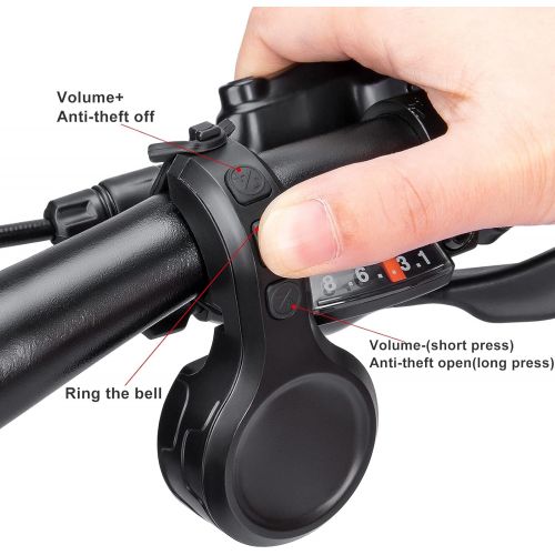  CXWXC Electric Bike Bells 80-130dB - IPX6 Waterproof USB Rechargeable Bike Horns, Anti-Theft Alarm Cycling Bicycle Bell Handlebar Rings