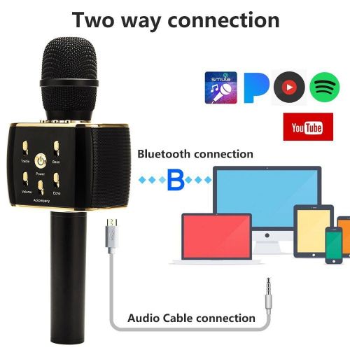  CYGG Wireless Karaoke Microphone 12W Hi-Fi Bluetooth Speaker Player For Iphone Android Smartphone, Dual Drivers For Superior Sound Capsule 16 Hours Playtime