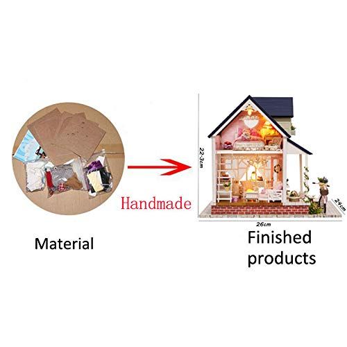 CYL Luxury Villa DIY Model Wooden Dollhouse Furniture Kit with LED Birthday Gift for Boyfriend Girlfriend Toys (Bicycle Angel)