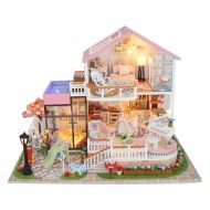 CYL Sweet Words DIY Mini House Model Wooden Miniature Furniture Dollhouse Kits with LED Lights Gifts