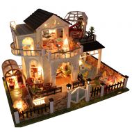 CYL Romantic and Cute Wooden Dollhouse Miniature DIY House Kit Mini Room Perfect DIY Gift for Friends, Lovers and Families