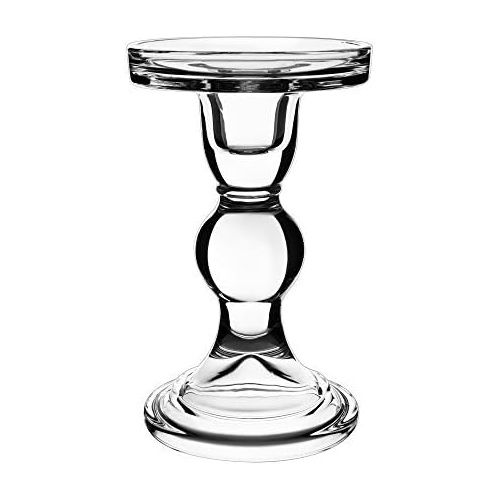  CYS EXCEL Glass Candle Holders for 3 Pillar Candle and 3/4 Taper Candle, Wedding decoration, Candlestick Set of 3, H-3.5, 4.5 and 5.5 with 3.25 Diameter