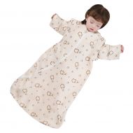 CYUURO Baby Sleeping Bag 4 Layered Cotton Gauze Long Sleeves Wearable Blankets Detachable