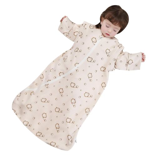  CYUURO Baby Sleeping Bag 4 Layered Cotton Gauze Long Sleeves Wearable Blankets Detachable