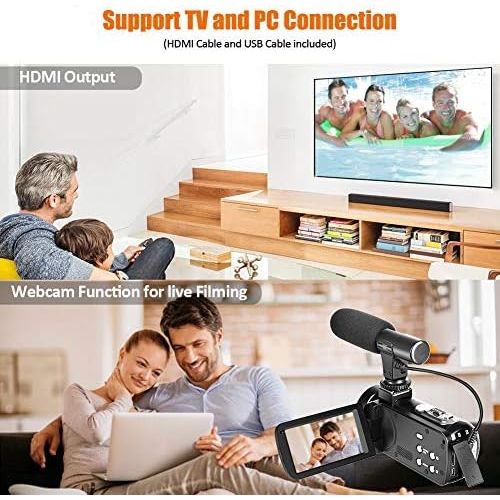  [아마존베스트]CZ Video Camera Camcorder 4K Ultra HD 48MP WiFi for YouTube 3.0-Inch / 7.6-cm Touchscreen