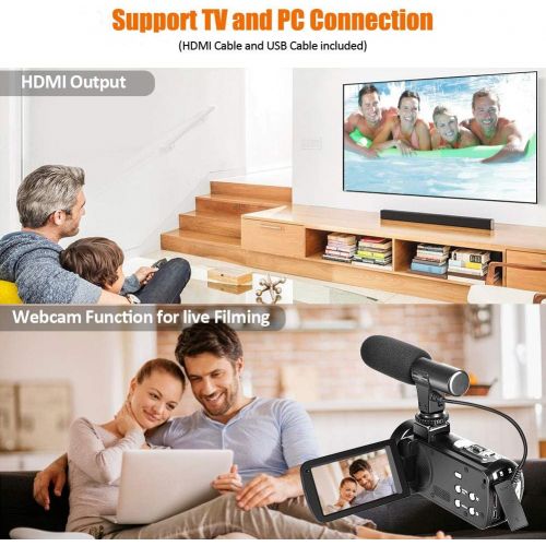  [아마존베스트]CZ Video Camera Camcorder 4K Ultra HD 48MP WiFi for YouTube 3.0-Inch / 7.6-cm Touchscreen