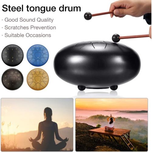  [아마존베스트]CZA 12 Inch 13 Tones Hand Pan Steel Tongue Drum Percussion Instrument Tank Drum Chakra Drum Essential Drum Disc Drum for Music Education Performances Mind Healing Yoga Meditation