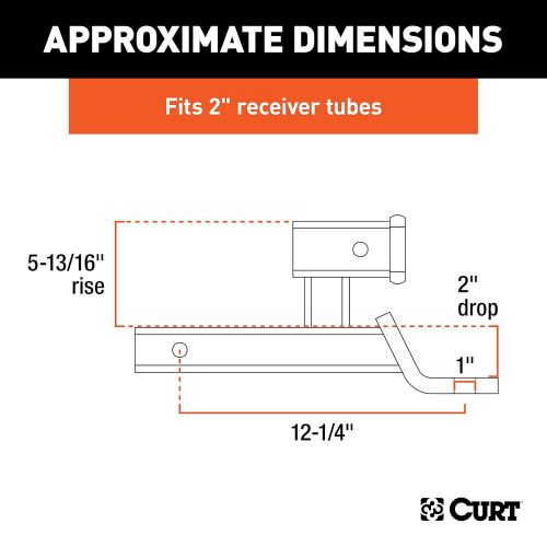  CZC CURT 45810 Multi-Use Trailer Hitch Mount with Extra 2-Inch Receiver 7,500 lbs. GTW, 1-Inch Ball Hole, 2-Inch Drop 7,500 lbs. GTW, 1-Inch Ball Hole, 2-Inch Drop