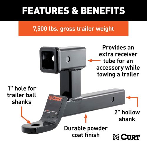  CZC CURT 45810 Multi-Use Trailer Hitch Mount with Extra 2-Inch Receiver 7,500 lbs. GTW, 1-Inch Ball Hole, 2-Inch Drop 7,500 lbs. GTW, 1-Inch Ball Hole, 2-Inch Drop