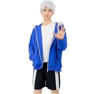 C-ZOFEK Sans Cosplay Blue Jacket Hoodie with Shorts for Costume (Medium)