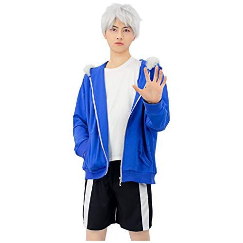  할로윈 용품C-ZOFEK Sans Cosplay Blue Jacket Hoodie with Shorts for Costume (Medium)