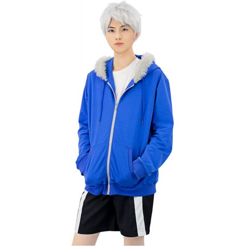  할로윈 용품C-ZOFEK Sans Cosplay Blue Jacket Hoodie with Shorts for Costume (Medium)