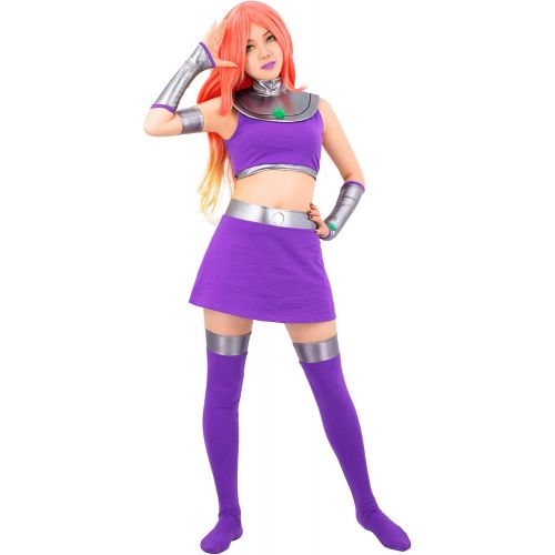  할로윈 용품C-ZOFEK US Size Princess Koriandr Cosplay Costume Purple Outfit with Stockings (X-Large)