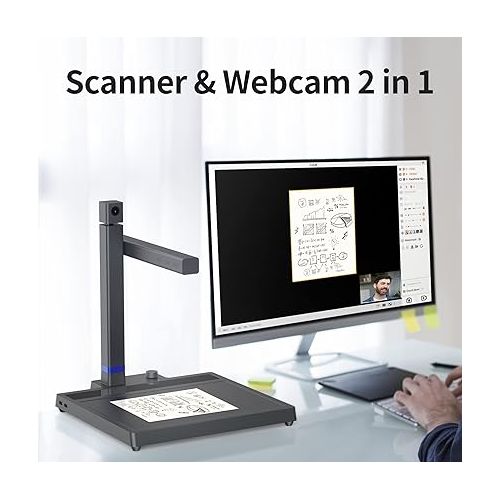  CZUR Shine Surface Pro Professional Document Scanner, 16MP Document Camera + 2MP Webcam+ Working Surface, A3 Book Scanner for Computer/Laptop, 180+ Languages OCR, Fast Scan 1s/Page, for PC/Mac
