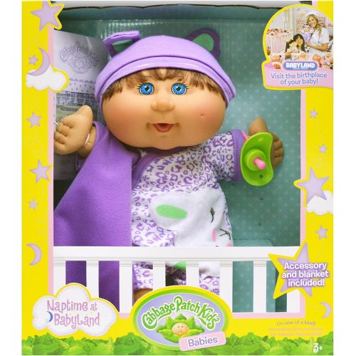  Cabbage Patch Kids 12.5 Naptime Babies - Blonde HairBlue Eye Girl Baby Doll (Lavender Sleep Sack Fashion)
