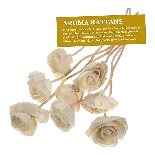  Cabilock 8pcs Tong Grass Flower Diffuser Rattans Home Accessories Diffusers Sticks Humidifier Reed Fragrance Diffuser Essential Oil Sticks Wax Flowers Bride Wood Flower Purifying Air White