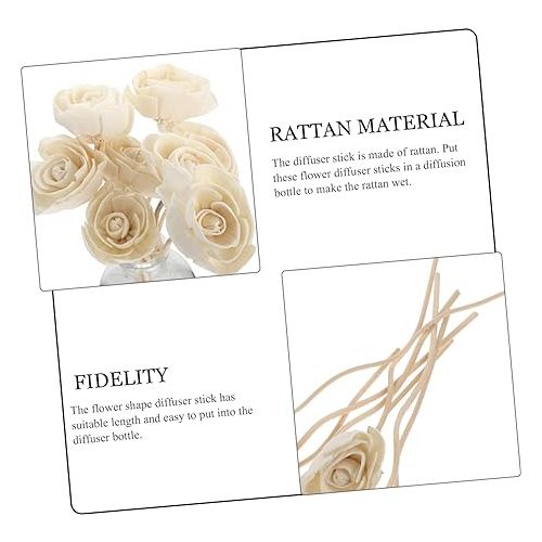  Cabilock 8pcs Tong Grass Flower Diffuser Rattans Home Accessories Diffusers Sticks Humidifier Reed Fragrance Diffuser Essential Oil Sticks Wax Flowers Bride Wood Flower Purifying Air White