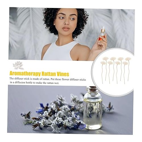  Cabilock 8pcs Tong Grass Flower Diffuser Rattans Home Accessories Diffusers Sticks Humidifier Reed Fragrance Diffuser Essential Oil Sticks Wax Flowers Bride Wood Flower Purifying Air White