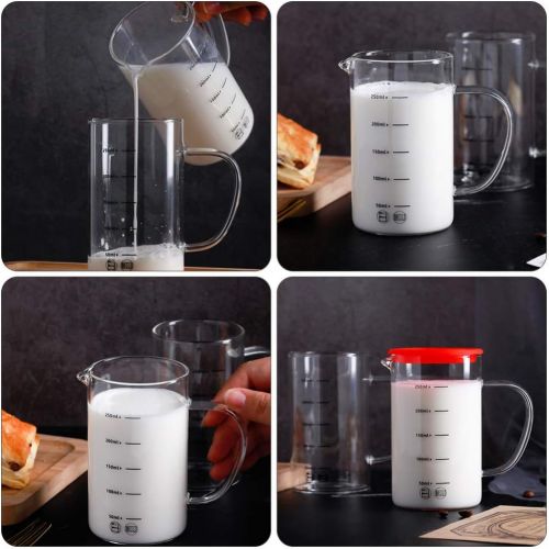  Cabilock Glass Clear Measuring Cup Coffee Milk Frothing Pitcher Shot Glass Espresso Jugs for for Espresso Cappuccino Latte Maker