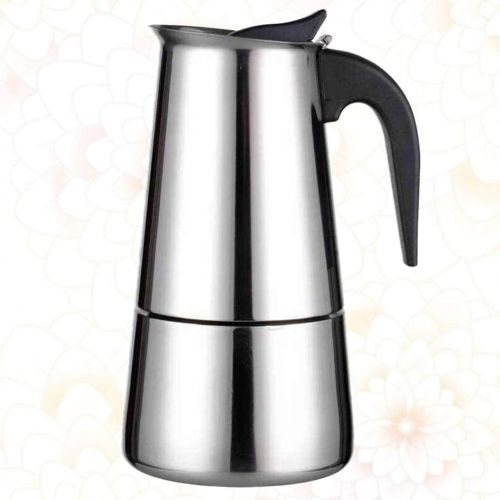  Cabilock Stainless Steel Coffee Pot Coffee Machine Maker Espresso Maker Handheld Coffee Kettle Tea Infusion Container for Kitchen Home 450ml (Silver)