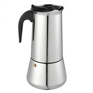 Cabilock Stovetop Espresso Maker 300ml 6 Cup Stainless Steel Coffee Maker Portable Coffee Percolator Pot Coffee Carafe for Induction Cookers Silver