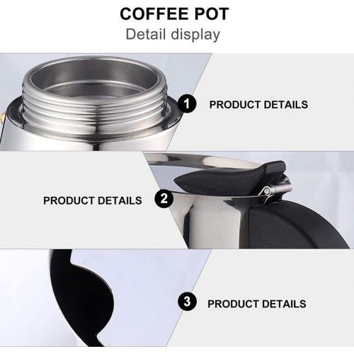  Cabilock Stainless Steel Pot Stovetop Espresso Maker Italian Coffee Maker Classic Cafe Maker for Home Kitchen (Silver)