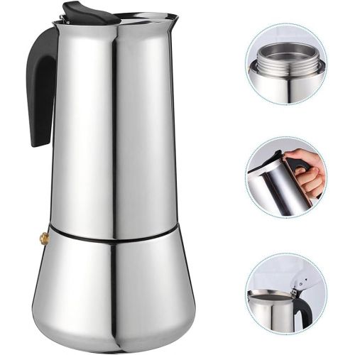  Cabilock Stainless Steel Pot Stovetop Espresso Maker Italian Coffee Maker Classic Cafe Maker for Home Kitchen (Silver)