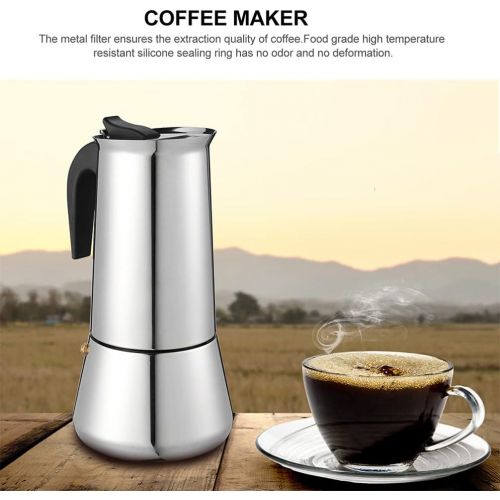  Cabilock Stainless Steel Pot Stovetop Espresso Maker Italian Coffee Maker Classic Cafe Maker for Home Kitchen (Silver)