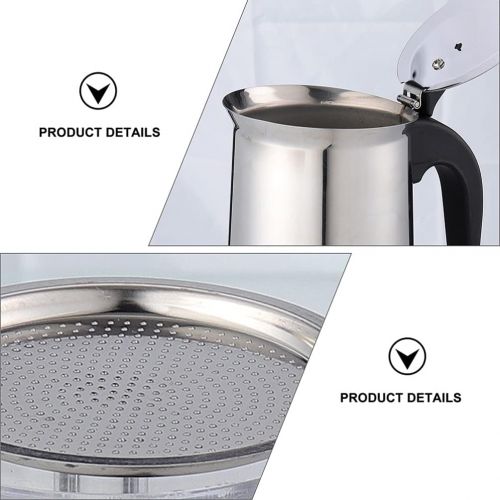  Cabilock Stainless Steel Pot Stovetop Espresso Maker Italian Coffee Maker Classic Cafe Maker for Home Kitchen (Silver)