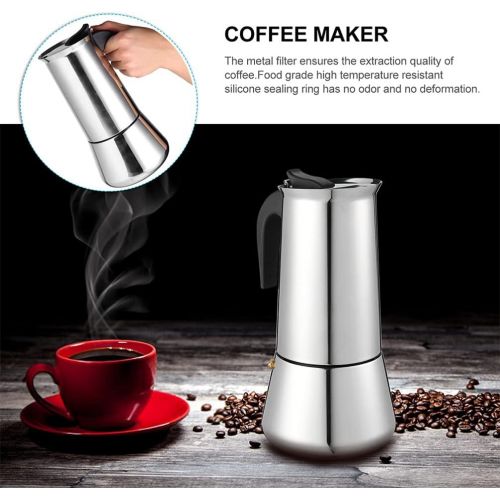  Cabilock Stainless Steel Pot Stovetop Espresso Maker Italian Coffee Maker Classic Cafe Maker for Home Kitchen (Silver)